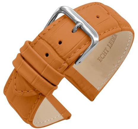 Eichmüller Uhrenarmband aus Kalbsleder, Alligator-Optik – 12/14/16/18/20/22 mm Bandbreite – Ersatzband für Damen- & Herrenuhren, Federstege inklusive - 15 Farben
