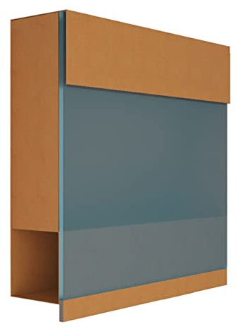Briefkasten mit Zeitungsfach in Rost, Design Briefkasten Edelstahl I Acryl Blue Manhattan