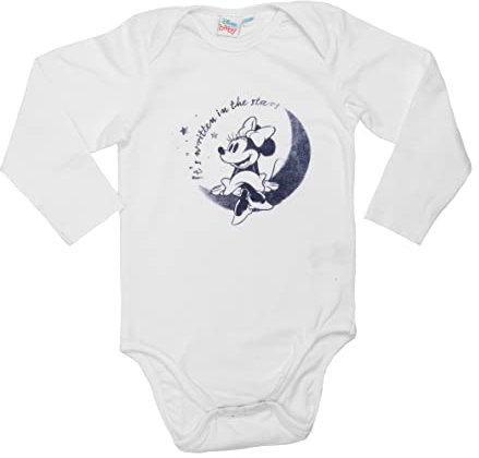 Disney Minnie Mouse Baby Body Unisex – It's written in the stars Strampler Schlafstrampler Langarm Weiß (74-80)