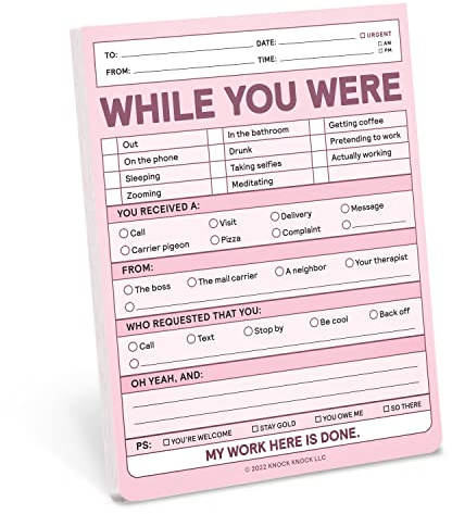Knock Knock 1-Count While You Were Memo Pads, Funny Office Notepads Nifty Notes, 4 x 5.25-inches each (Pastel)