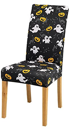 Treer Universal Halloween Stuhlhussen Set Stuhlbezug Sitz Stretch Beschützer, Abnehmbare Waschbar Stretch Stuhlhussen Für Stuhl Esszimmer Party Bankett Stuhldekoration (Kürbis,4 Stück)