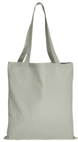 TEXXILLA Baumwolltasche - OEKO-TEX 100 zertifiziert | mit zwei langen Henkeln | 38x42cm | Jutebeutel | Einkaufstasche | unbedruckt, Farbe:grau