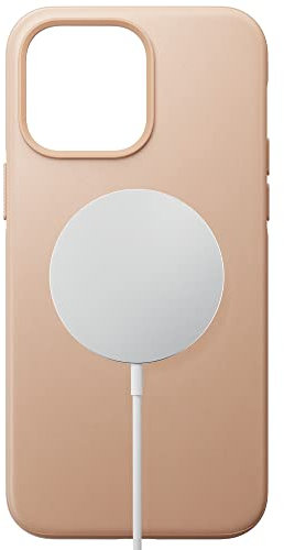 Nomad Modern Leather Case for iPhone 14 Pro Max Leather 360° Raised Edges TPE Bumper 10ft Drop Protection Mag Safe & Wireless Charging (Natural)