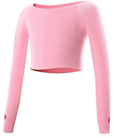 SEAUR Ballett Wickeljacke Mädchen Langarm Strickjacke Tanz Ballettjacke Gymnastik Yoga Bolero Tanzpullover Top - B Rosa - M