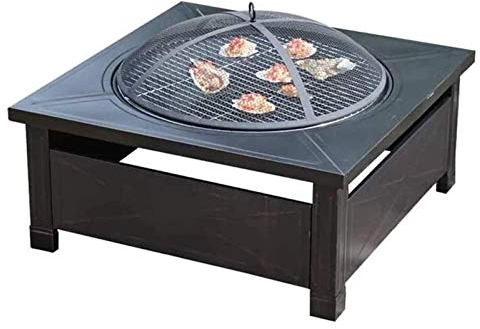 Feuerstellen im Freien, Holzofen, Feuerstelle, quadratische Metall-Feuerstelle, Hinterhof, Terrasse, Garten, mit Abdeckung, Kochen im Freien, Grills mit Abdeckung, Grillen, Kochen für drauße