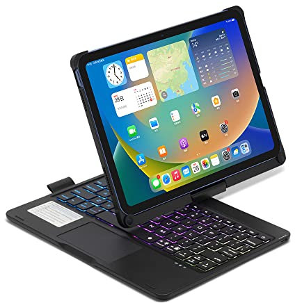360 Rotatable Keyboard for iPad A16 11th Gen 2025 11 inch/10th Gen 2022 10.9 inch, iPad Air 11 inch M3 2025/M2 2024, Air 5/4, Pro 11 4/3/2/1 Gen Foldable Backlit Keyboard with Touchpad (Black)