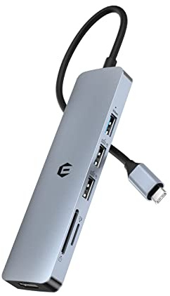HOPDAY USB C Hub, 6 in 1 USB C Adapter for MacBook Air/Pro, Dual Display 12K HDMI Docking Station