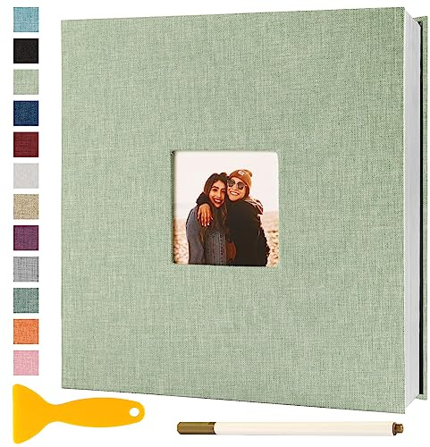 Fotoalbum Selbstklebend 28x27 Fotoalbum Zum Einkleben, 60 Seiten Grasgrün | Groß Scrapbook Selbstgestalten Photo Album Fotobuch Baby Hochzeit Gästebuch Erinnerungsbuch Urlaub Briefmarkenalbum