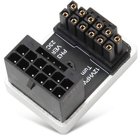 12 V 600 W GPU PCIe Adapter, ATX 16 Pin auf 16 Pin PCIe Stecker, 180 Grad Winkel Stromkabel für Desktop Computer (Silber)