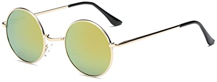 SOJOS Schick Klassische Retro Runde Verspiegelt Alien Unisex Sonnenbrille Herren Damen SJ1058 mit Gelb