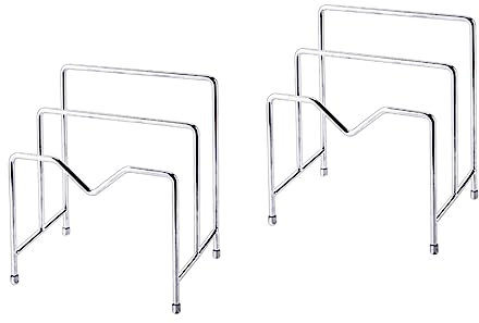 Alipis 2pcs Stainless Steel Multi-function Kitchen Storage Rack Multi-layer Rack for Pot Lid and Chopping Board Space Saving Household Kitchen Accessories Random Style