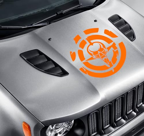 DualColorStampe Aufkleber kompatibel mit Jeep Renegade Motorhaube - Geländewagen 4X4 Seitenwände Fronttür Offroad Aufkleber Autoaufkleber Decal Schädel Schwert 0344 (Orange)