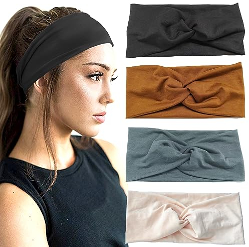 4 Stück Haarbänder für Damen, breit, elastisch, Yoga, Sport, Haarband, Haarreif, Damen, Vintage, Haarschmuck