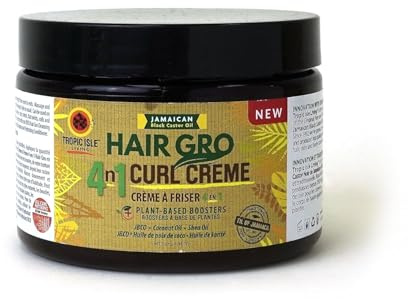 Tropic Isle Living Hair Gro 4n1 Lockencreme, 354 ml, Jamaikanisches schwarzes Rizinusöl zur Verbesserung und Befeuchtung des Haares, Kokosnuss, Shea-Öl zum Entwirren der Locken