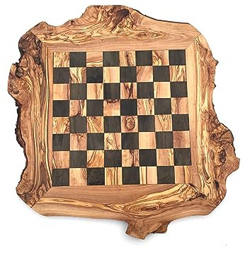 Schachbrett rustikal Größe wählbar ohne Schachfiguren Brett für Schach, Schachspiel handgemacht aus Olivenholz, Geschenidee (XL)