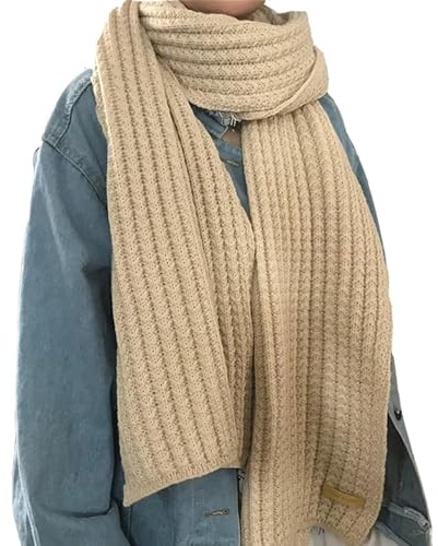 TIANTBD Damen-Winterschal, dicke Winterschals, warme Strickschals, grob gestrickt, kaltes Wetter, weiche Schals, 172,7 x 24,9 cm, Cremeweiß