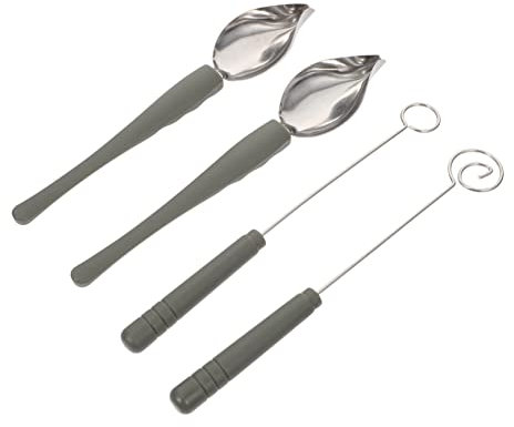 BESTonZON 4pcs Sauce Painting Spoons for Fondue and Chocolate Dipping Kitchen Accessories for Decorating Plates and Baking for Cheese and Chocolate Hot Pots