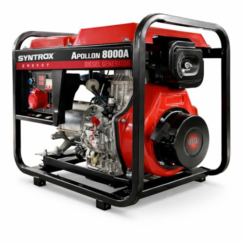 Syntrox Stromerzeuger, Notstromaggregat, Generator, Aldio 230/380V, 5,5 kW Leistung, Dieselgenerator, Fernsteuerung, Diesel Notstromgenerator, Umweltfreundlich, Camping