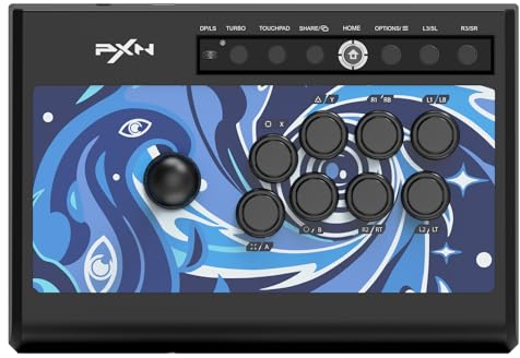 PXN 008 Arcade Stick, Arcade Fight Joystick für PS3/PS4/Xbox One/Xbox Series X & S/Switch/PC Windows mit Turbo-Funktion, Rundem Getrieberocker, Mechanischen Tasten