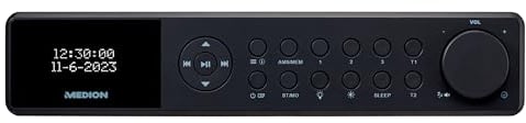 Radio de Cuisine encastrable MEDION E6660 (Radio de Cuisine Dab+, Radio FM PLL, Bluetooth, Barre Lumineuse LED, encastrable, minuterie de Cuisson, Affichage de l'heure) Noir