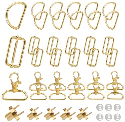 48 PCS Hebillas metalicas materiales para hacer bolsos mosqueton para bolsos hebilla mochila Ganchos mosquetones giratorios con junta giratoria juego de ajustadores de correa de medio anillo