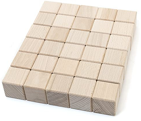 HolzFee Holzwürfel Set 30 Stück Qualität Buchenholz Holzbausteine groß massiv 40 x 40 x 40 mm