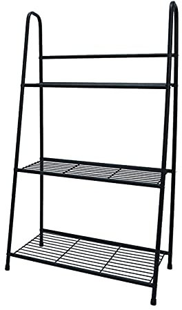 Arbours, Garden arbours, 4-Shelf Metal Bookcase, Ladder-Shaped Multifunctional Plant Flower Stand, Bookshelf Rack, Storage Shelves, Black (Black Three layers)