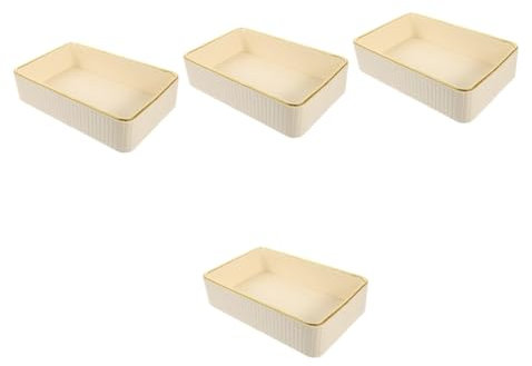 IMIKEYA 4 Stück Ablagefach aus Leder Schmucktablett Schmuckplatte Schminktablett luxuriöses Dekor Nachttisch Halter für Ringschalen Speicherplatte Kosmetik Aufbewahrungskiste MDF Weiß