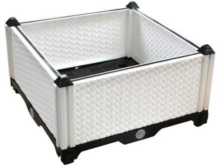 Keebgyy Pflanzer-Wachstumsbox, Mini-Set für Rechteckiges Kunststoff-Hochbeet, Rechteckiges Hochbeet aus Kunststoff für Blumen, Gemüse, Balkon, Schule, Outdoor-Garten-Hochbeet für(Bambusstreifen weiß)
