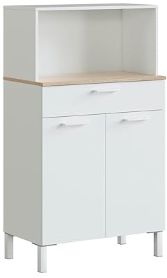 habeig Küchenschrank, Singleküche, Küchenregal, Küchenzeile, Schrank, Mehrzweckschrank, matt, weiß, Küche, (126x72x40cm - 9920A)