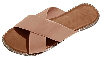 RLEHJN Sandales Femme Été Plates, Chaussures Plates Élégantes Et Respirantes Bohémiennes Claquette Femme Baskets Femmes Pantoufles Sandales Et Nu-Pieds Femme Chaussures De Plage Antidérapantes