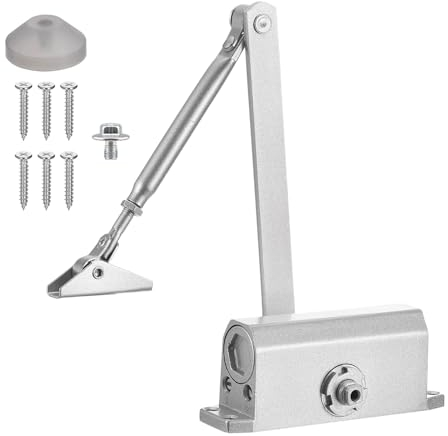 QUARKZMAN Türschließer Automatischer Türschließer Federhydraulik Auto-Türschließer Automatisch Einstellbar für 25-65kg Außen- und Innenmetallholztüren (Silber, Aluminium, 90D)