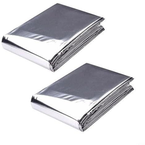 Puupaa Mylar-Folien für Pflanzenwachstum, reflektierende Folie, Pflanzen, Garten, Gewächshaus, Abdeckfolie für Pflanzen, Wachstumsraum, Camping, einfaches Zelt (160 cm x 210 cm, 2 Stück, Silber)