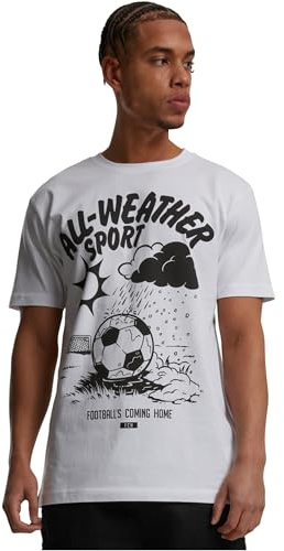 Merchcode Men's MC875-Footballs Coming Home All Weather Sports Tee T-Shirt, White, M