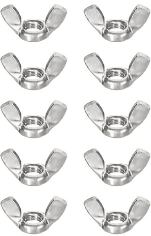 sourcing map M10x1.5mm Wing Nut 10 Pcs, 304 Stainless Steel Butterfly Wing Nuts Fasteners Parts Hand Twist Tighten Wing Nuts for Machinery Electronic Equipment DIY, Silver