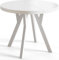 AlpiMeble Table de salle à manger ronde OVO - Table extensible - Diamètre : 90 cm à 190 cm - Blanc - Avec pieds en bois blancs