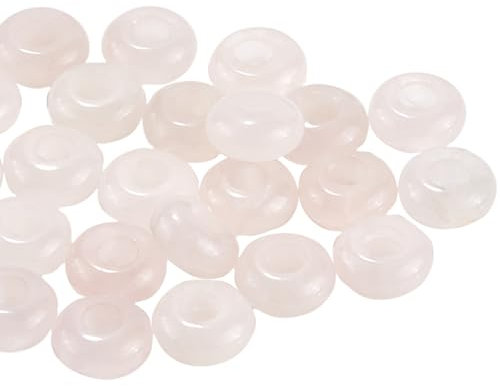 SOFPLATE 1 boîte de 30 perles de Pierres Précieuses à Grand Trou Rondelles de Pierres Précieuses Roses Naturelles Quartz Rose Transparent Perles D'Espacement en Vrac Perles D'Agate Indienne en Vrac po