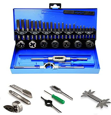 ROSEJANE 32-Tlg. Gewindeschneidsatz Gewindeschneid Schneideisen Gewindebohrer Satz M2-M12 Gewindeschneide, mit Kunststoffkoffer
