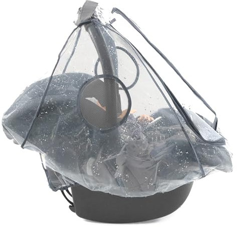 Zamboo Protector de Lluvia Universal Premium para Portabebés - Plástico Antilluvia para Grupo 0 - Compatible con Maxi Cosi | Cybex | Römer - Burbuja con Ventana Grande - Contacto Rápido - Sin PVC