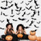 Lxoraziy Ensemble de 180 Pièces d'Autocollants Muraux Chauve-Souris 3D pour Halloween avec Adhésif, Chauves-Souris en Plastique Noir pour Décoration Murale, Accessoires de Fête DIY (180, Batte)