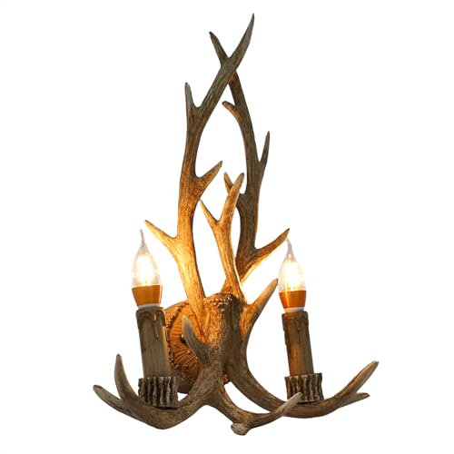 Tenddya Wandlampe, Retro Geweihlampe Deckenleuchte, Kronleuchter Harz Hirsch Hirschgewei Geweih, Deckenlampen Licht HäNgelampe für Küche Hotel Bar Café Lesesaal