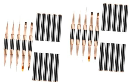 Healeved 10pièces Pinceaux De Nail Art Doré Outils De Peinture Pour Pinceaux Double Tête Pour Créations Et Manucures