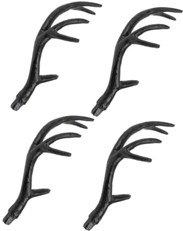 OKUMEYR 2 Paar künstliche Geweihe Hörner Geweih Stirnband geweih selber machen Reh Kunststoffgeweih Hirschgeweih Kopfband Geweih als Kopfschmuck Haarspangen DIY-Zubehör Plastik Black
