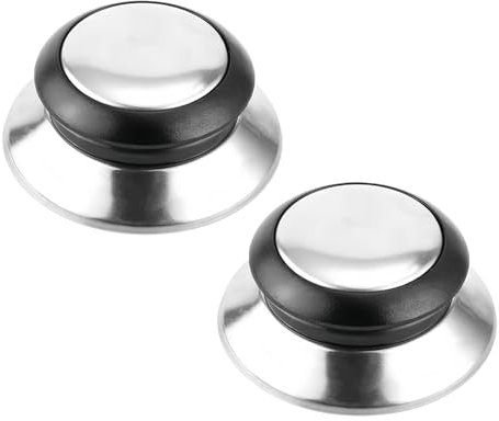 2 Stück Edelstahl Topfdeckelgriff,Universal Deckelknopf Ersatzgriff,Hitzebeständig Deckelgriff für Glasdeckel,Topfdeckelknopf für Pfannen, Kochgeschirr Edelstahl und Bakelit Deckelgriffe