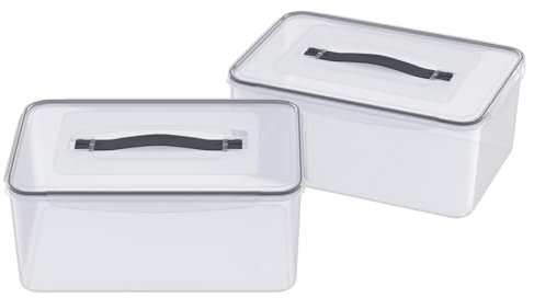 Kiddream 2 Pack 15 Liter Rectangular Plastic Box with Latch Lid, Clear Airtight Food Containers