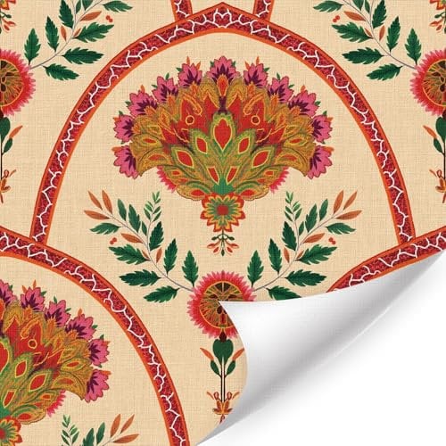 CHDITB Boho Flower Wallpaper,Peel and Stick Wallpaper Floral,Grils Bedroom Wallpaper(44x300cm) Vintage Flower Wallpaper Self Adhesive,Mid century Carnation Botanical Wallpaper for Livingroom Cabinet