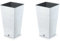 Stolmet Square Tall Modern Look Planter Flower Pot Set (2-Pack) - Indoor & Outdoor Garden Decor, Available in 5 Colours - Furu Design with Removable Insert (White, 60L)