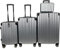 SIGN Hartschalen Reisekoffer Trolley ABS Tasche Leicht 4 Doppelrollen (Handgepäck-Mittel-Groß-Set) Nummernschloss (Silber, 3er Set)