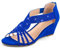 PIZZ ANNU Sandali Donna Estive Con Zeppa Strass Scarpe Eleganti Comodi Sandalo Estivo Ballo Sposa Blu Reale EU 42