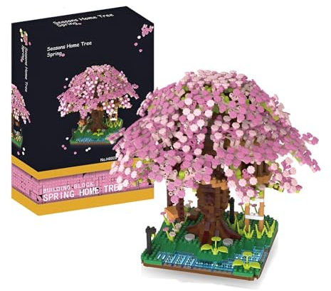 Bonsai Baum Bausteine, 1900 Teile Kirschblüte Baumhaus Bausteine Bausatz, Japanische Sakura Bonsai Baum Bausatz, Mikro Klemmbausteine Nicht Kompatibel mit Großen Marken (8001)